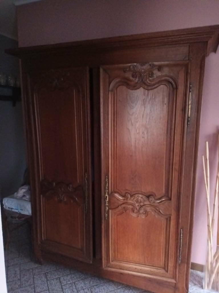 Garde robe ancienne, Maison & Meubles, Armoires | Penderies & Garde-robes, Enlèvement, Utilisé, Chêne, Avec porte(s)