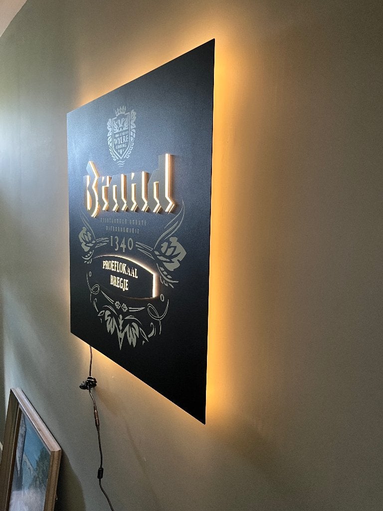 Reclamebord Brand Bier met verlichting Nieuw Zeer Fraai, Verzamelen, Ophalen, Nieuw, Reclamebord, Plaat of Schild, Brand