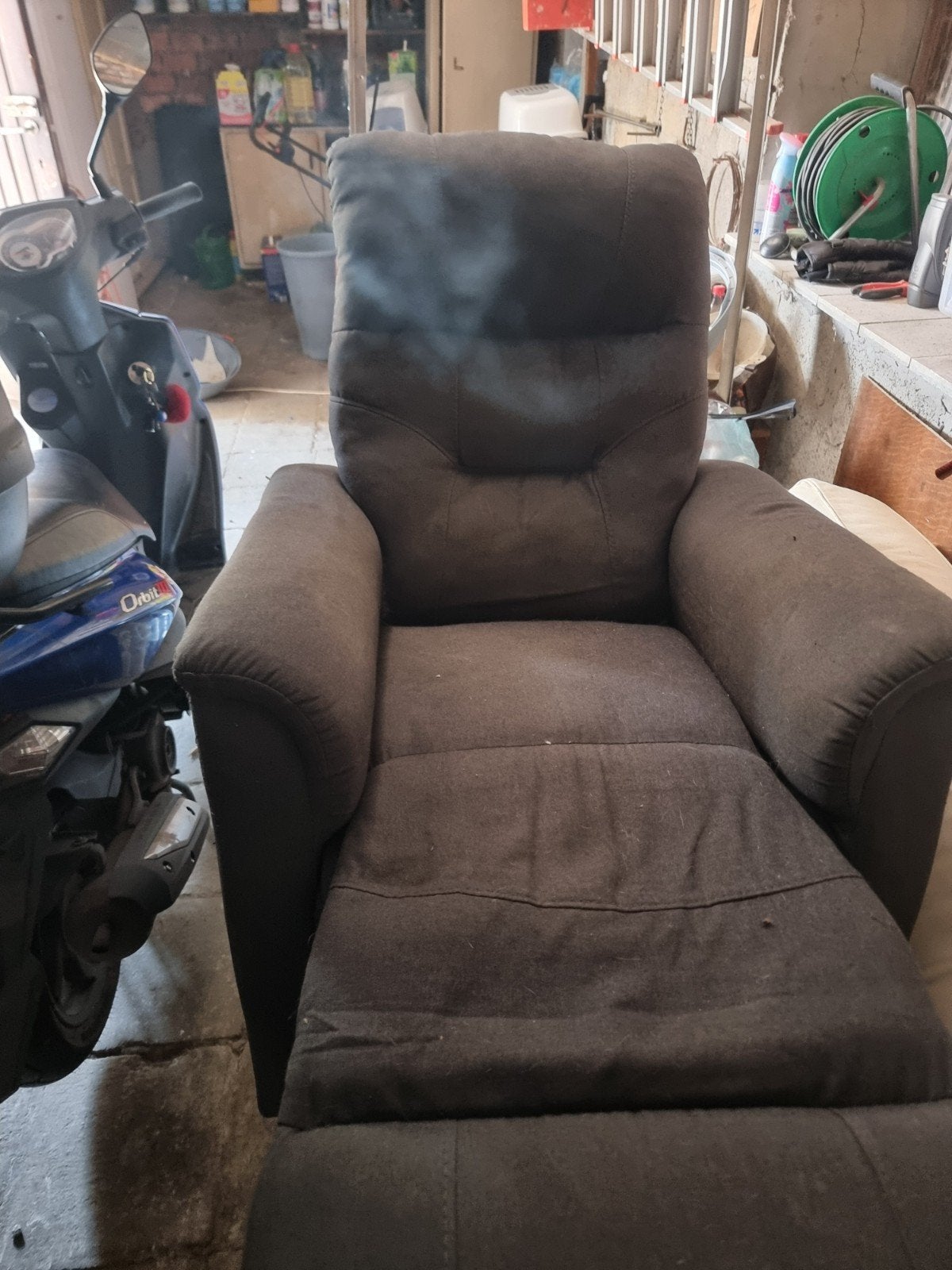 grijze relax zetel, Huis en Inrichting, Ophalen, Gebruikt, Stof