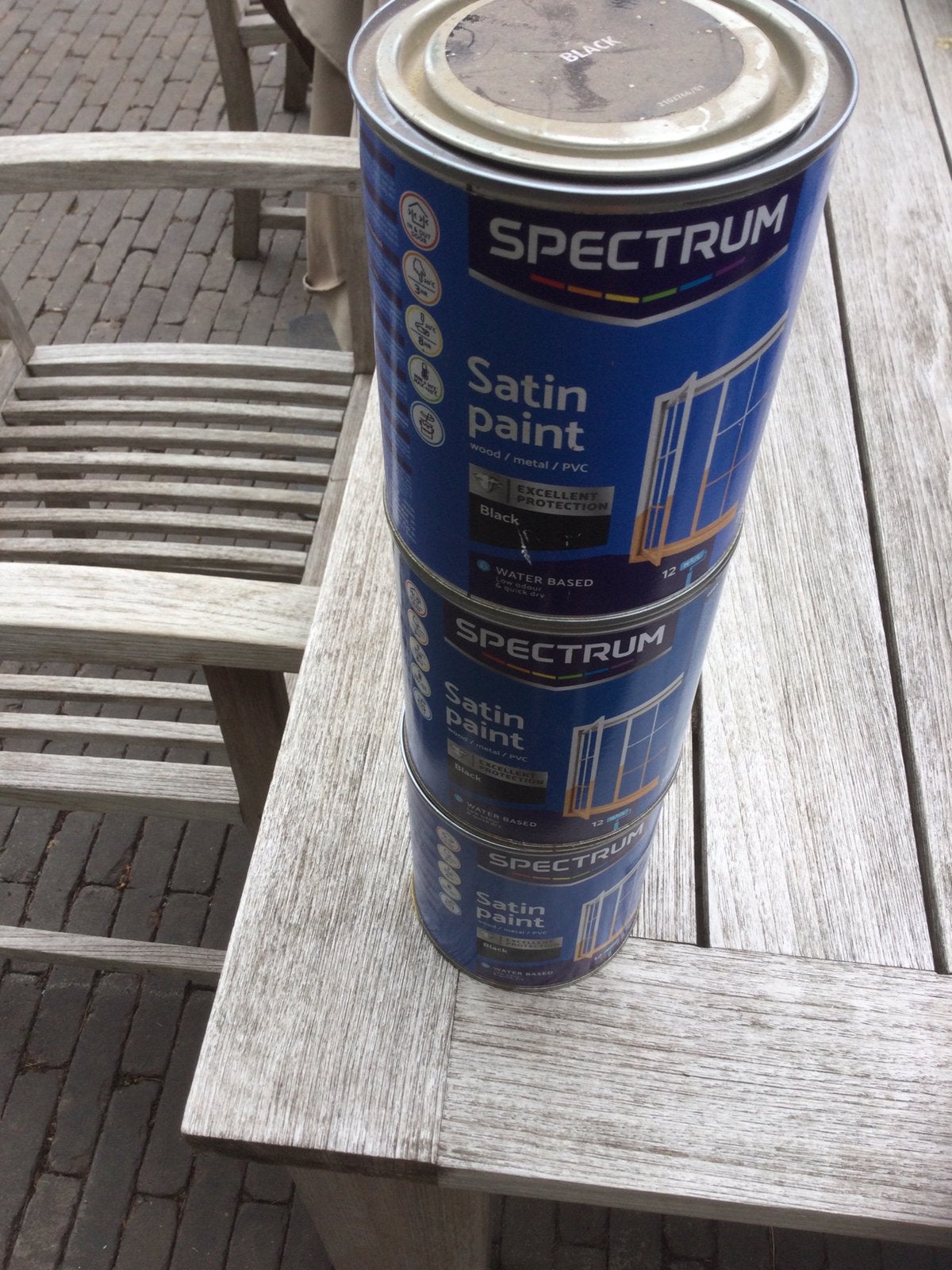3 potten Spectrum 750ml satin Black, Overige kleuren, Nieuw, Ophalen of Verzenden, Lak