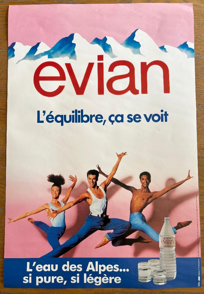 Affiche publicitaire Evian, Enlèvement, Utilisé, A1 jusqu'à A3, Publicité