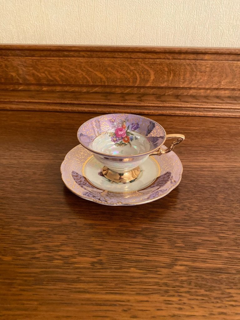 Vintage sierkopje parelmoer lila met goud, Antiek en Kunst, Ophalen