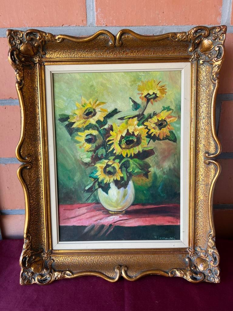 Schilderij met zonnebloemen, Antiek en Kunst, Kunst | Schilderijen | Klassiek, Ophalen of Verzenden