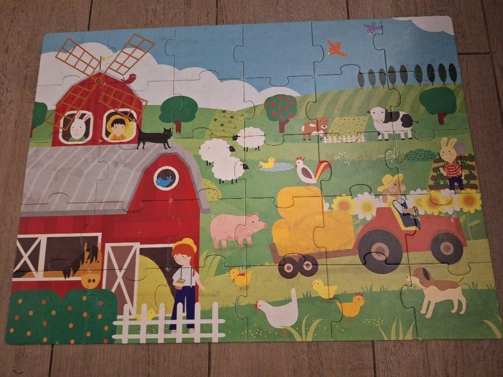 Reuzenpuzzel boerderij  30stukjes met boekje, Enlèvement, 10 à 50 pièces, Utilisé, 6 mois à 2 ans