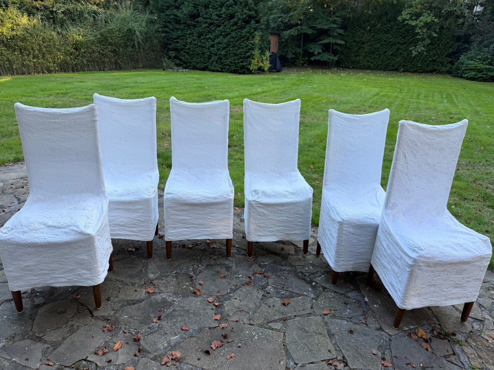 6 stoelen met overtrek, Ophalen, Gebruikt, Wit, Landelijk