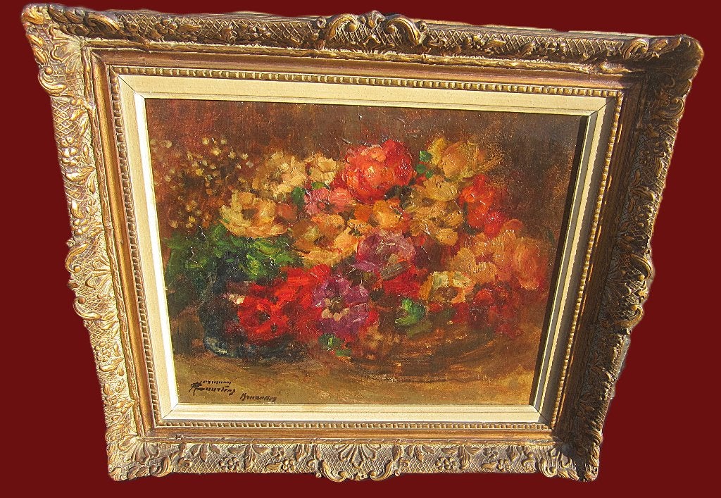 "Bloemstilleven" - Herman Courtens (1884 - 1956), Ophalen of Verzenden, Ingelijst, Olieverf, Doek