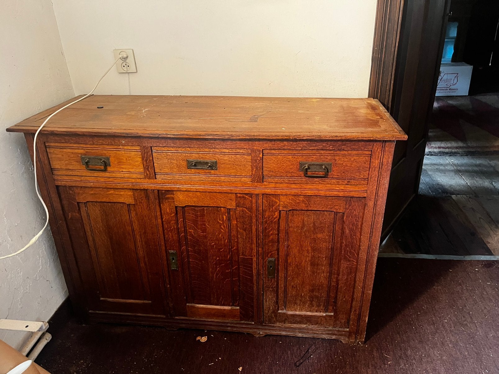 Petit buffet vintage en chêne, 25 à 50 cm, Avec tablette(s), 100 à 150 cm, Enlèvement