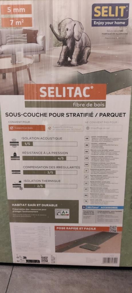 Selitac ondervloer 20 euro voor 1pak  3 pakken, Enlèvement, Aggloméré