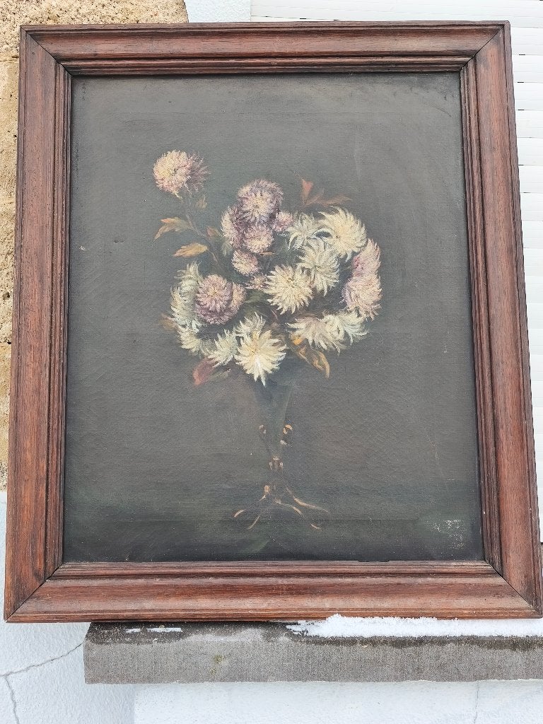 Huile sur toile fleurs, Enlèvement ou Envoi, Fleurs, Toile