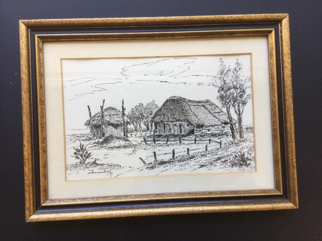 Originele pentekening Yssackers .A. Nispen., Antiek en Kunst, Ophalen of Verzenden