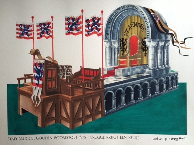 Unieke fijne tekening van Arno Brys, Gouden Boomstoet Brugge, Ophalen