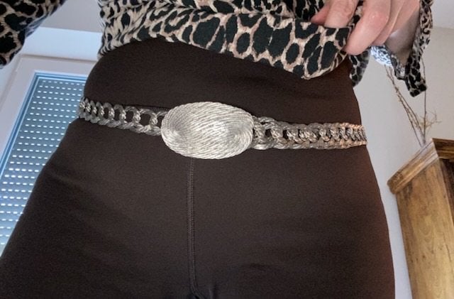 Ceinture souple Vintage argentée, 105 cm, Enlèvement ou Envoi, Autres couleurs, Comme neuf, Vintage