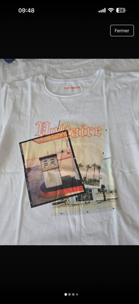 Zadig & Voltaire Alys Fotoprint T-shirt „Voltaire” - Wit, Ophalen of Verzenden, Zo goed als nieuw, Wit