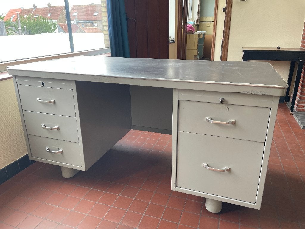 bureau metaal grijs Mewaf, Maison & Meubles, Autres marques, Bureau d'écolier, 76 cm, Métal