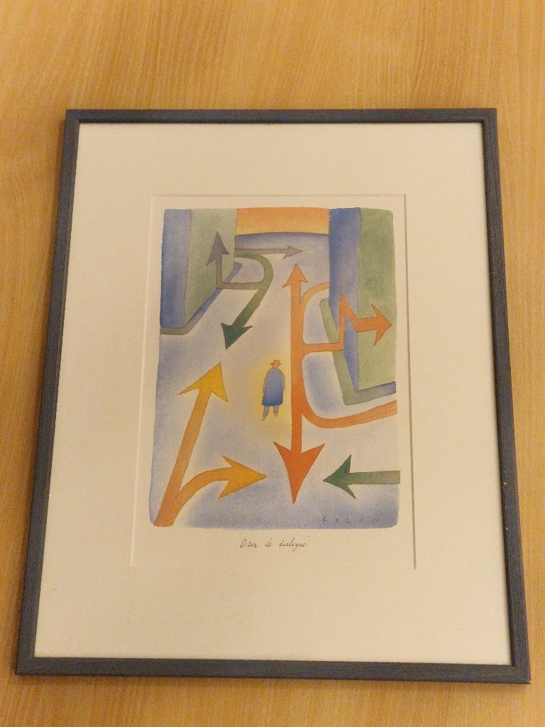Lithographie originale Folon - titre 'Oser le dialogue', Enlèvement ou Envoi