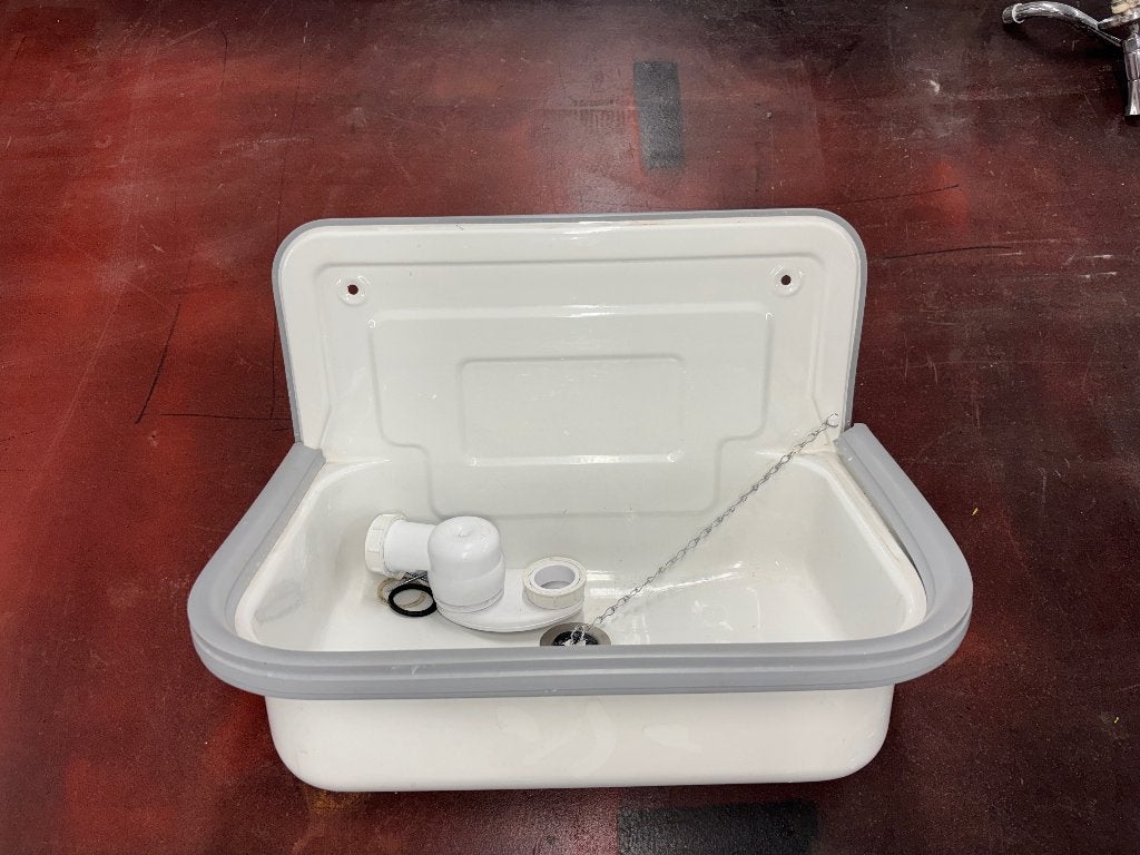 Évier avec siphon et robinet, Enlèvement, Comme neuf, Chrome, Lavabo