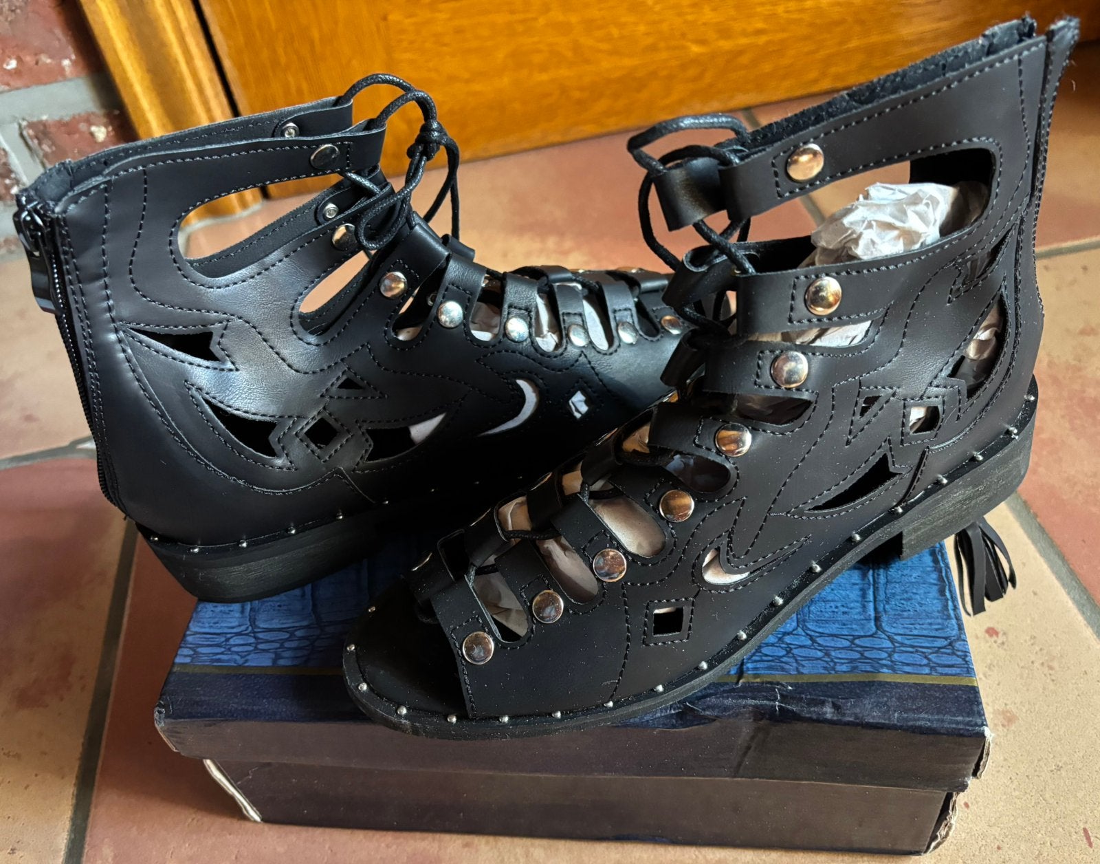 Zwarte schoenen met rits achtkant 38, Zwart, Nieuw, Dansschoenen, Ophalen of Verzenden