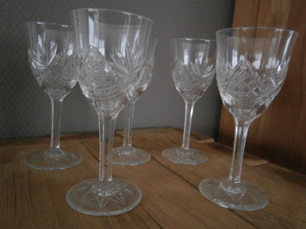 5 kristallen likeurglazen - 70 jaar oud, Verzenden, Nieuw, Glas of Glazen