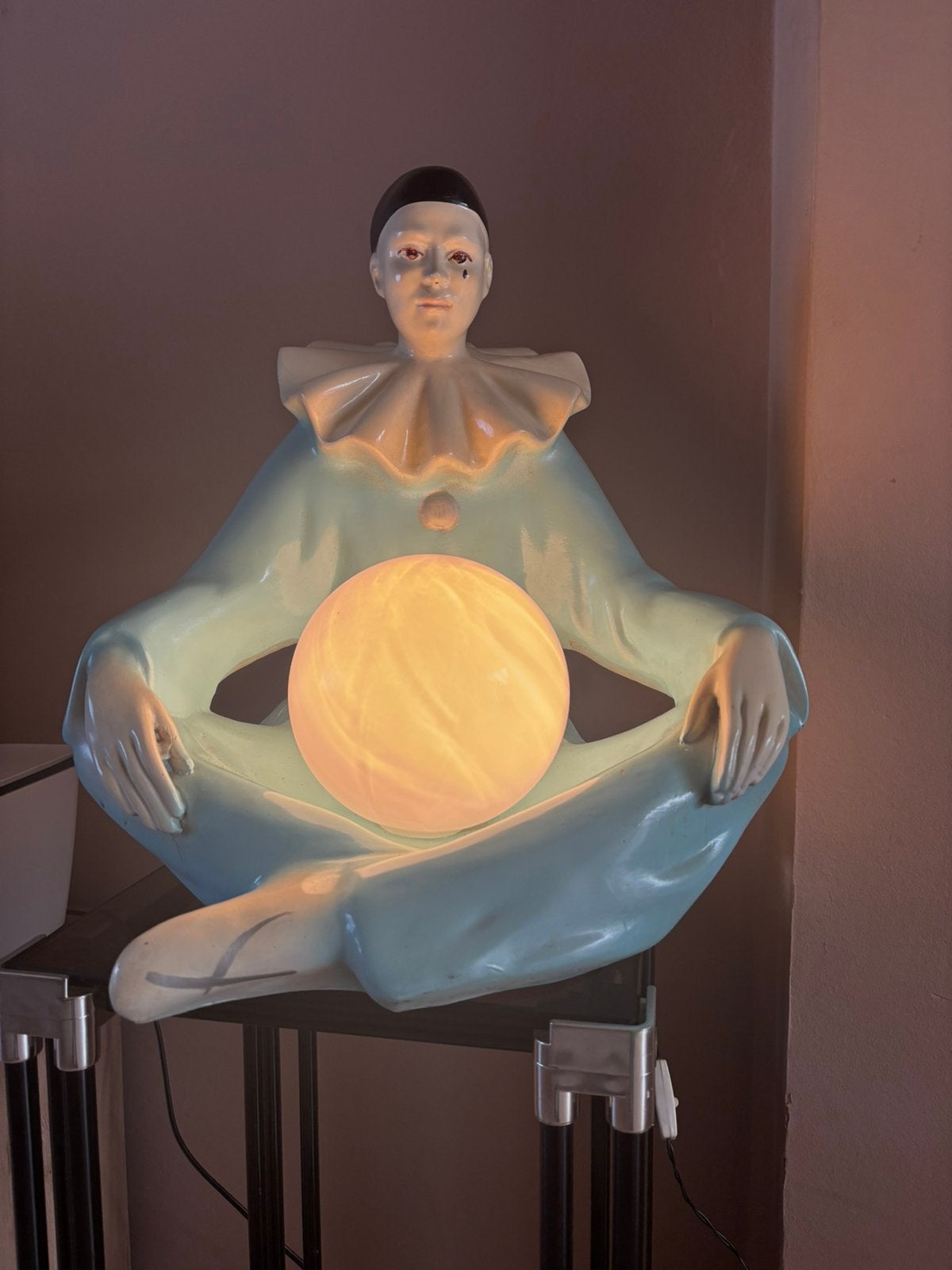 Grote Vintage Pierrot Clown Lamp – Jaren 70, Ophalen of Verzenden, Gebruikt