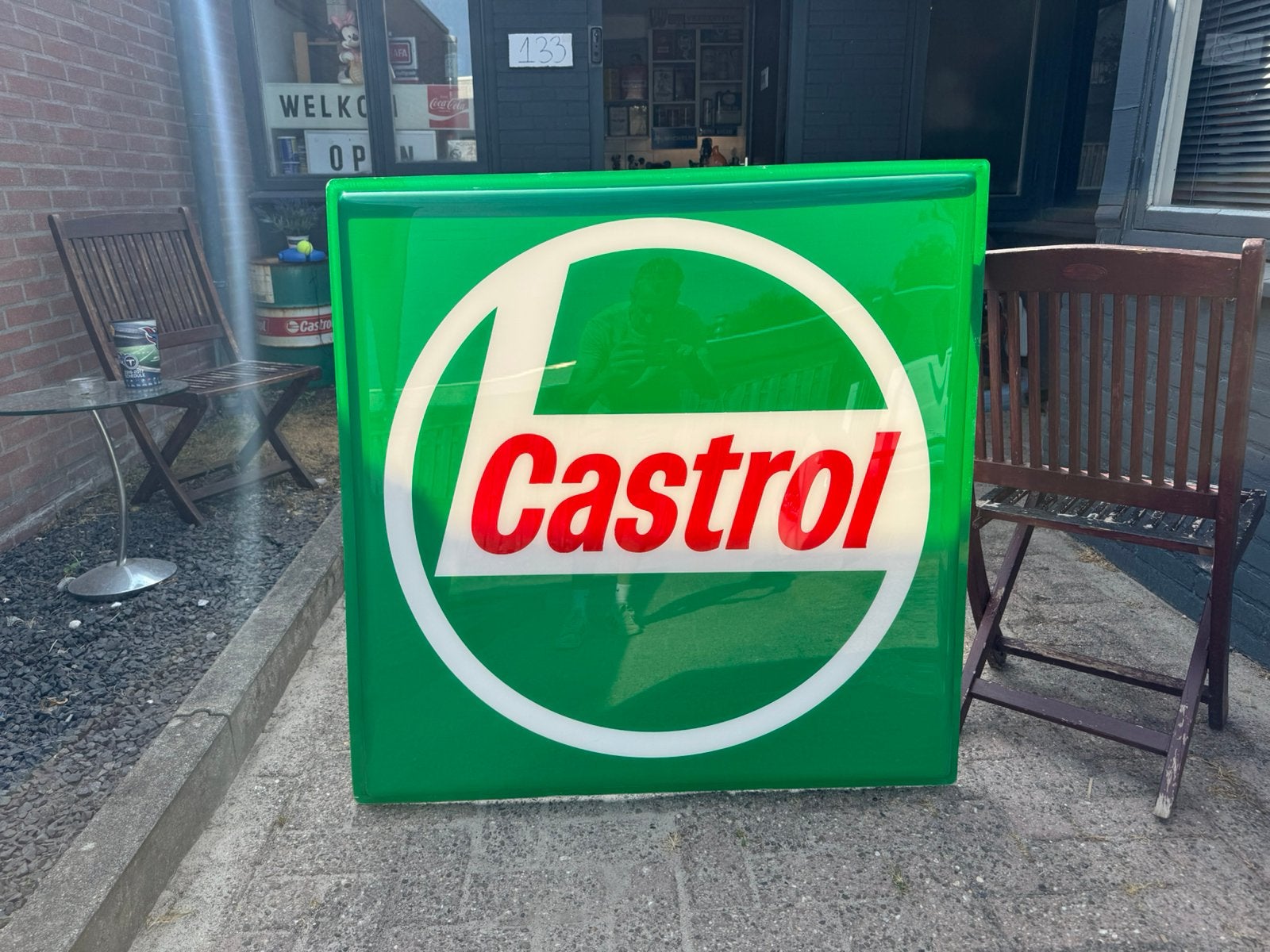 Castrol reclame lichtbak plaat NOS, Verzamelen, Ophalen, Gebruikt, Lichtbak of (neon) lamp