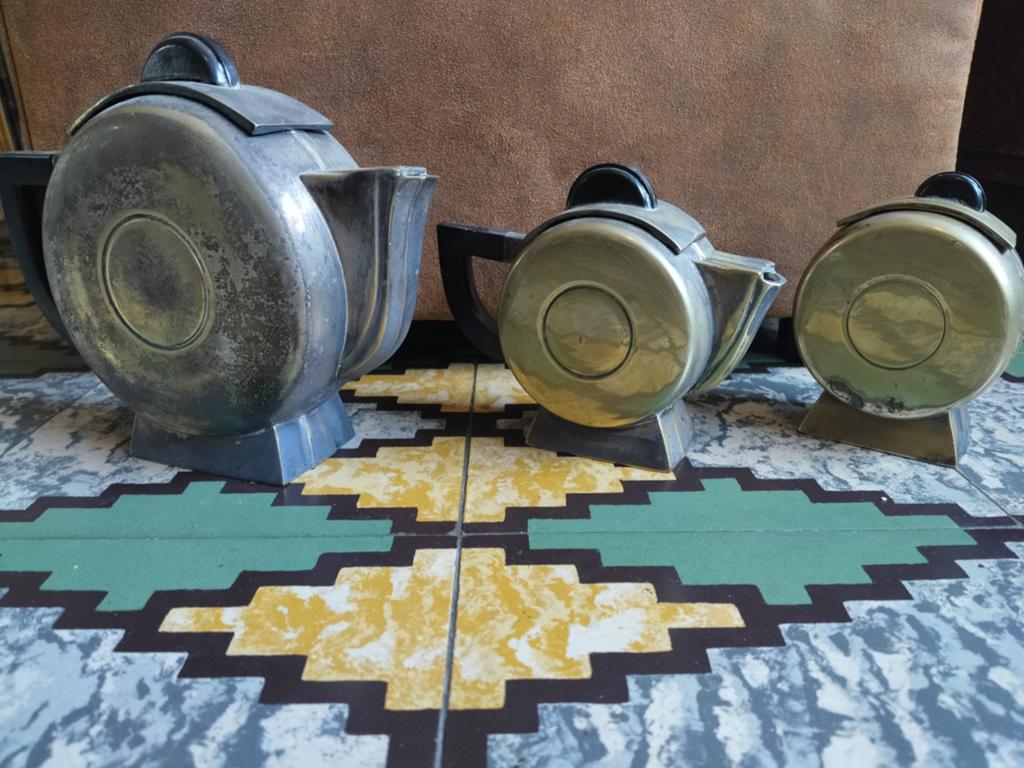 set van drie vintage Art Deco theepotten., Antiek en Kunst, Antiek | Keukengerei, Ophalen of Verzenden