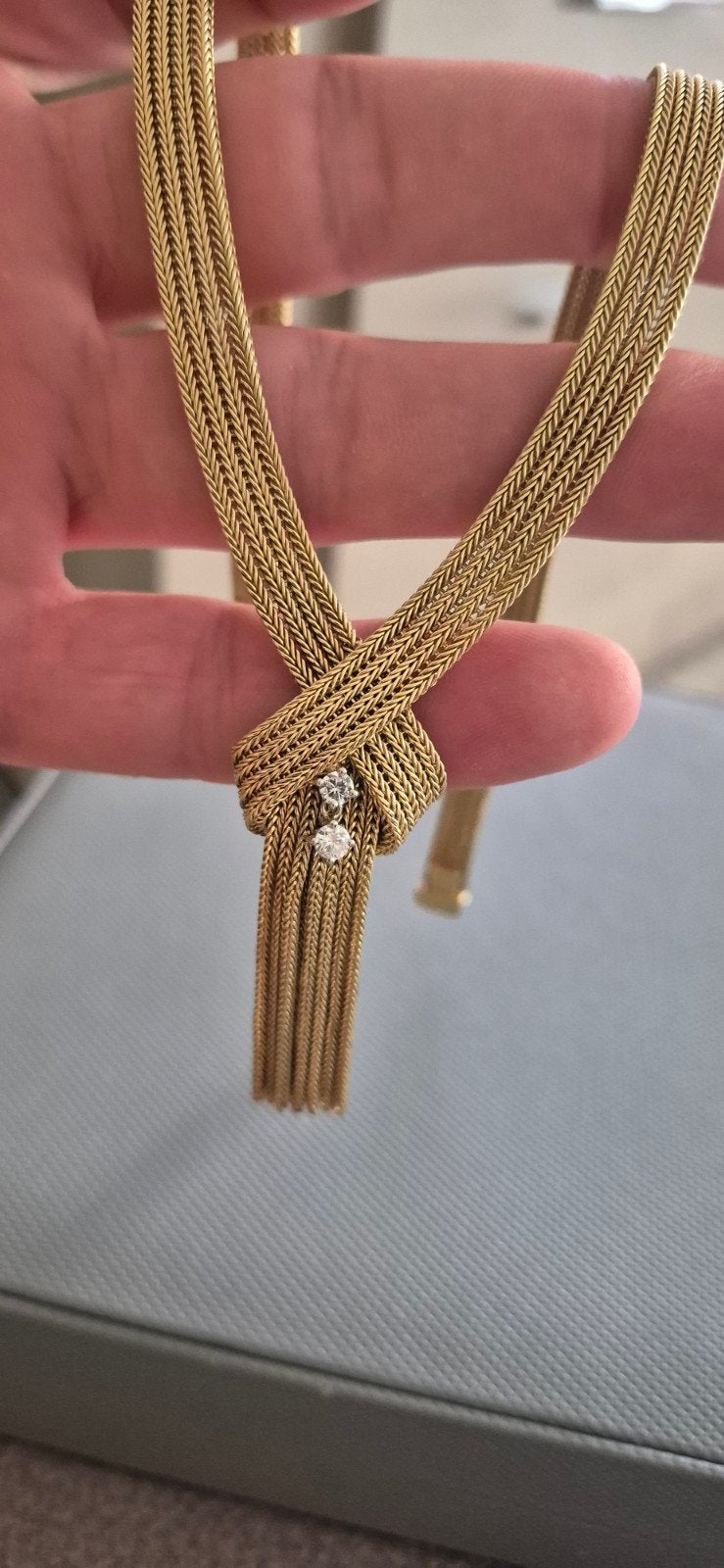 18 karaat heel mooi goud Collier met echte Diamanten, Or, Comme neuf, Or, Enlèvement