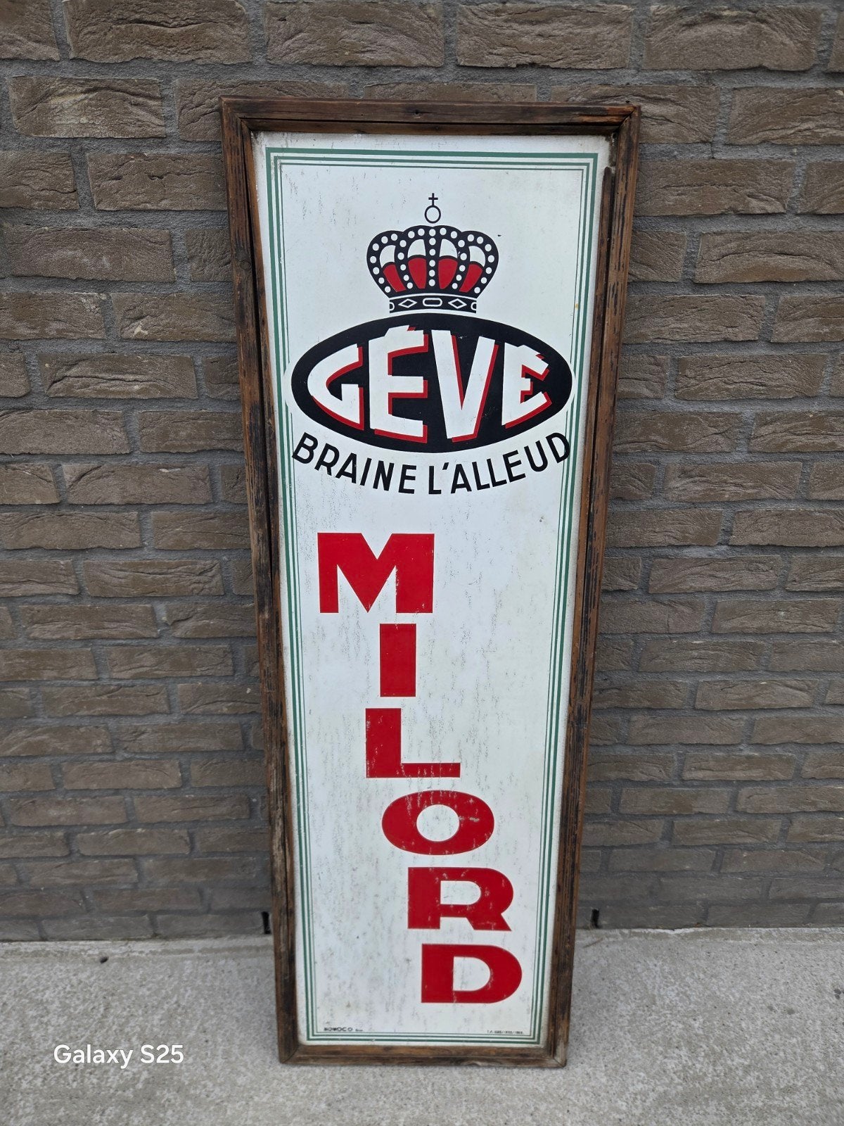 plaque publicitaire brasserie GEVE braine l Alleud, Collections, Enlèvement, Utilisé, Panneau publicitaire
