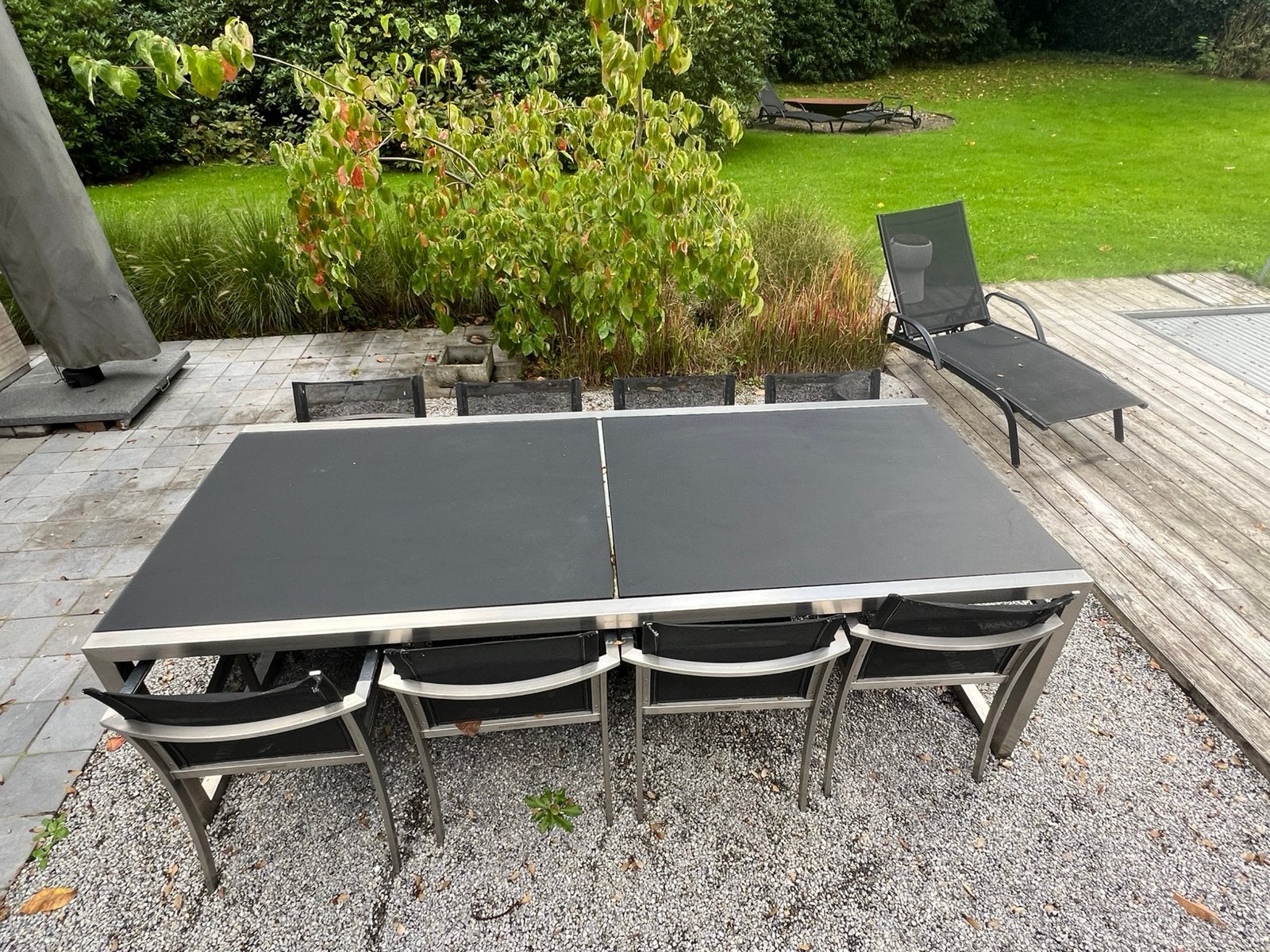 Tuinset met tafel en 8 stoelen – moderne look, Tuin en Terras, Ophalen, Gebruikt, 8 zitplaatsen, Tuinset