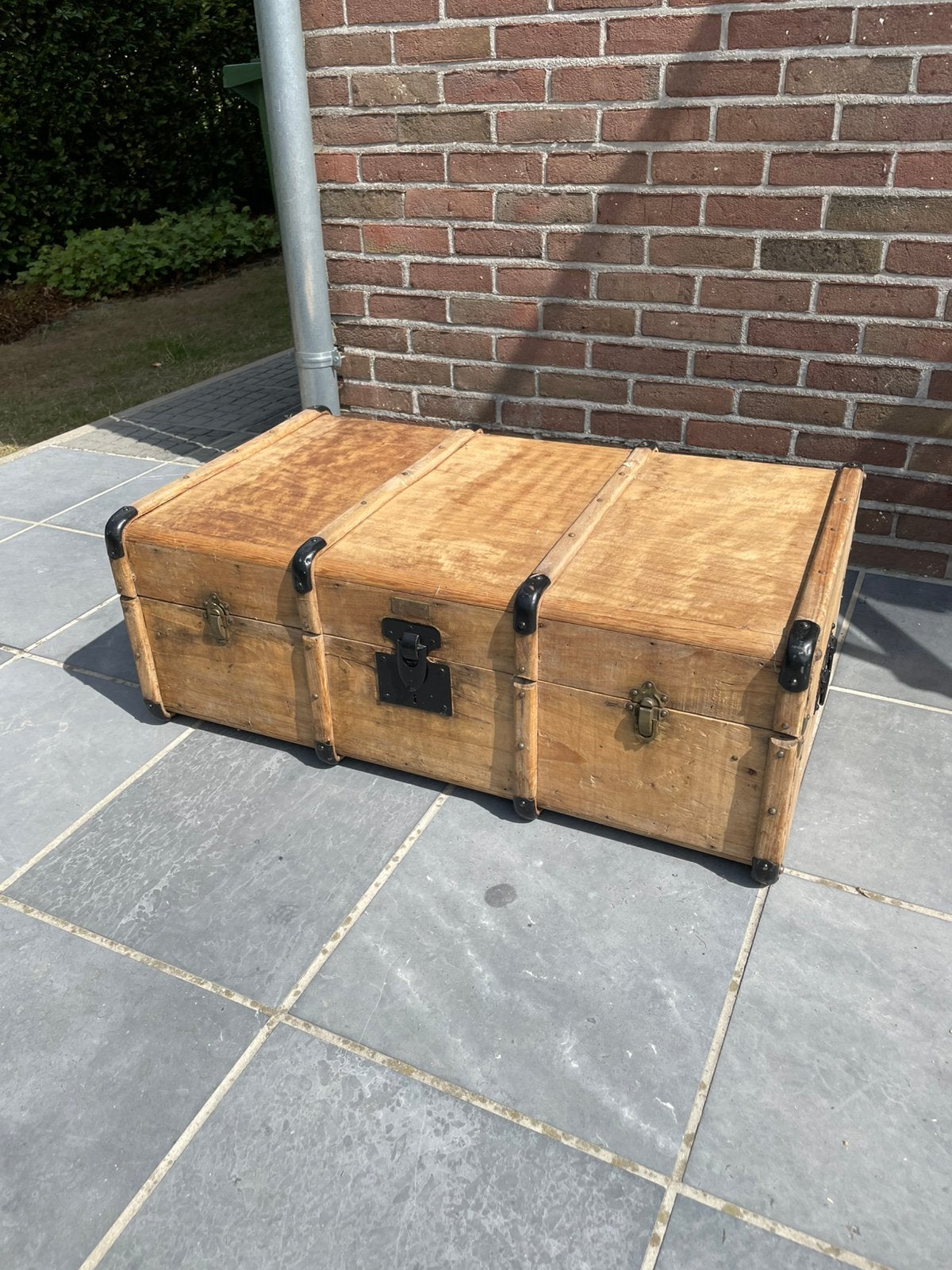 Oude houten reiskoffer L120 x B54 x H 33, Ophalen