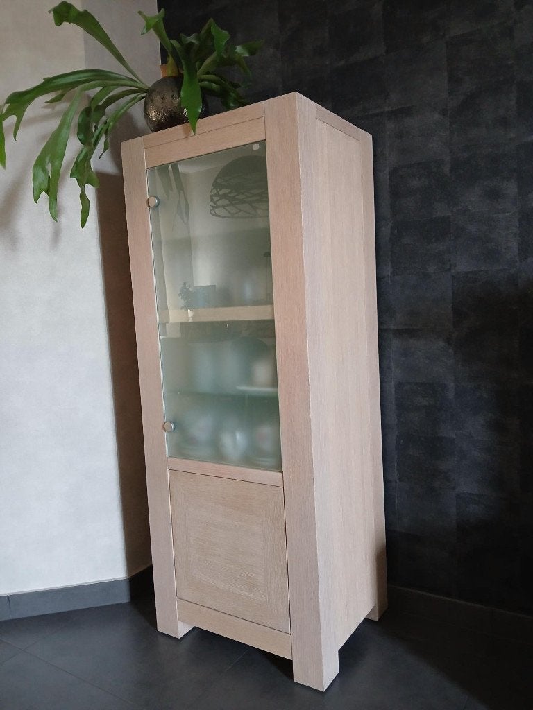 Eiken vitrine, Huis en Inrichting, Ophalen, Glas, Landelijk, strak, Gebruikt