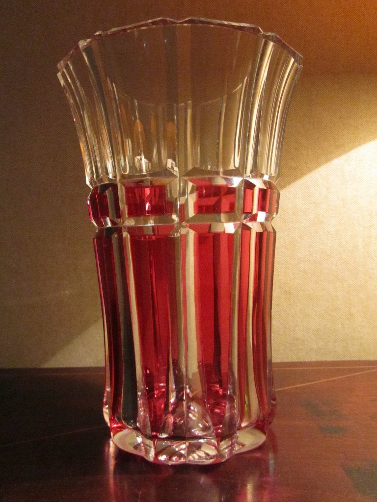 Val-Saint-Lambert: élégant vase Achille doublé rubis, 1958!, Enlèvement