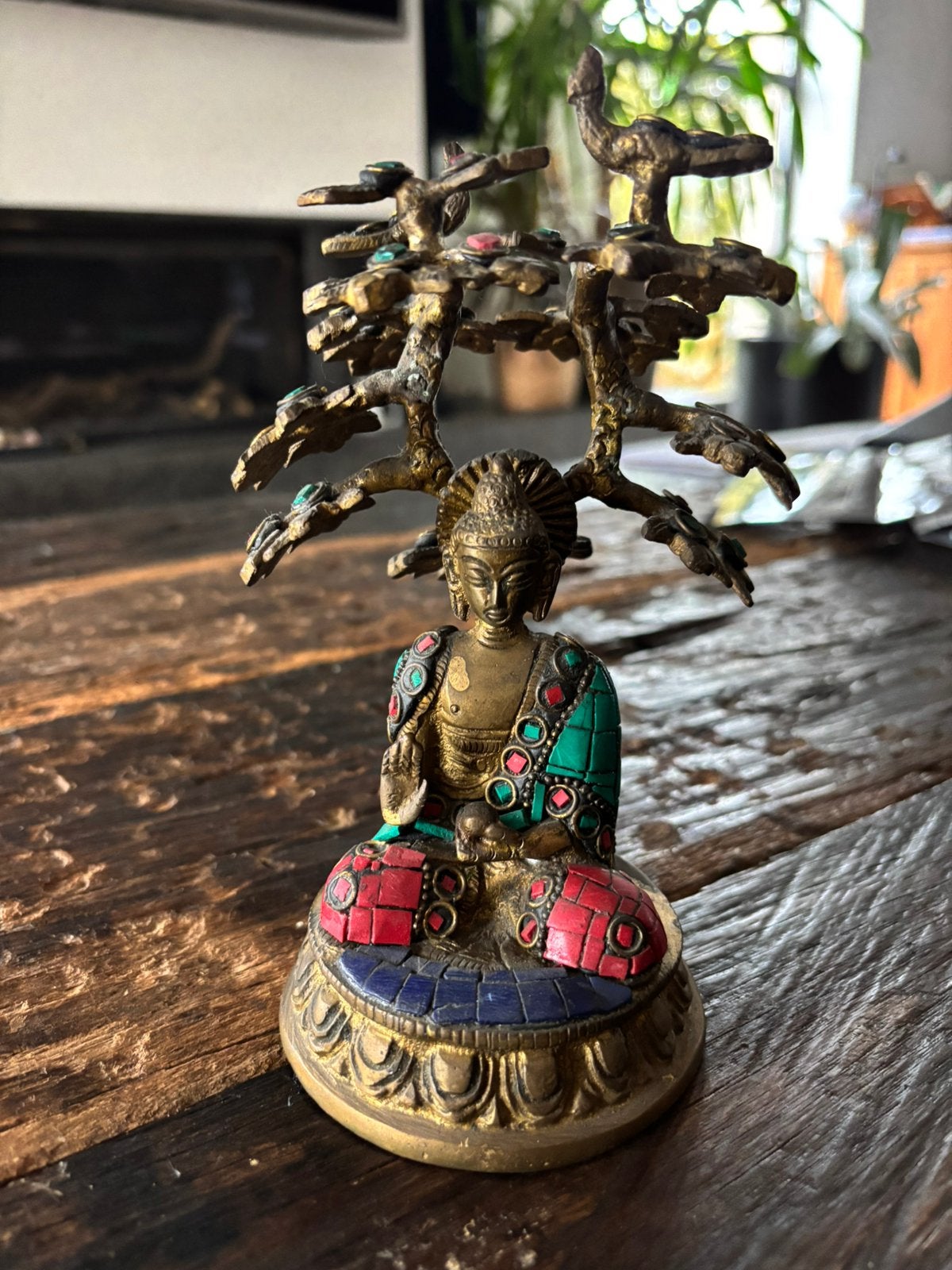Oud tibetaans budha beeldje onder Bodhiboom, Ophalen, Zo goed als nieuw, Religie