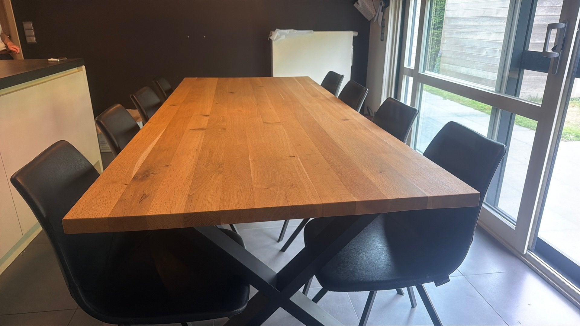 Massieve eiken tafel, Huis en Inrichting, Tafels | Eettafels, Ophalen, Zo goed als nieuw