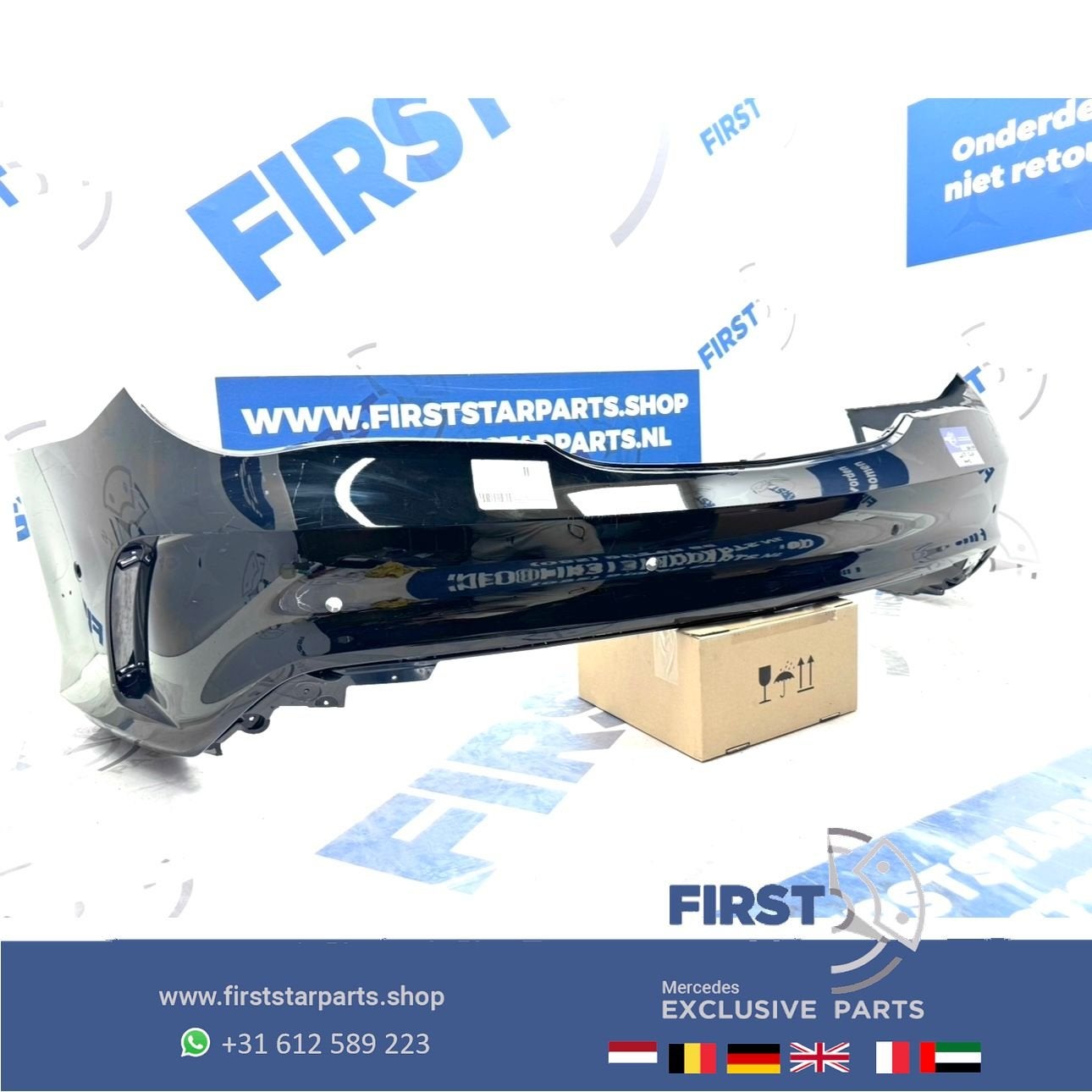 W117 CLA AMG ACHTERBUMPER 191 KOSMOS ZWART Mercedes C117 X11, Gebruikt, -, Voor, Ophalen of Verzenden