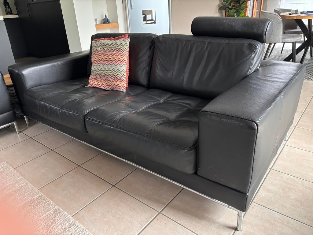 Sièges en cuir noir, 200 à 250 cm, Banc droit, Enlèvement, Utilisé
