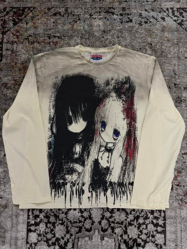 Gothic Emo Alternative Long Sleeve Shirt Unisex Maat L, Kleding | Dames, Ophalen of Verzenden, Zo goed als nieuw, Maat 42/44 (L)