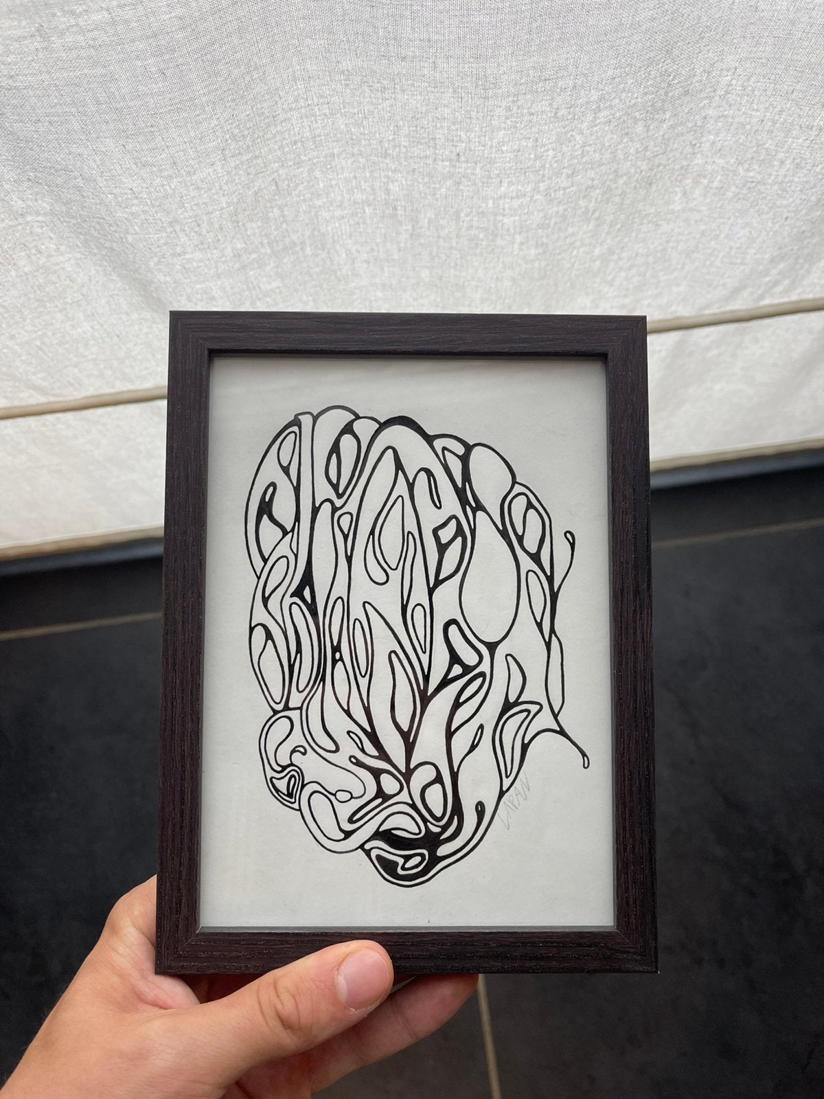 Dessin à l'encre fait maison (encadré), Enlèvement ou Envoi