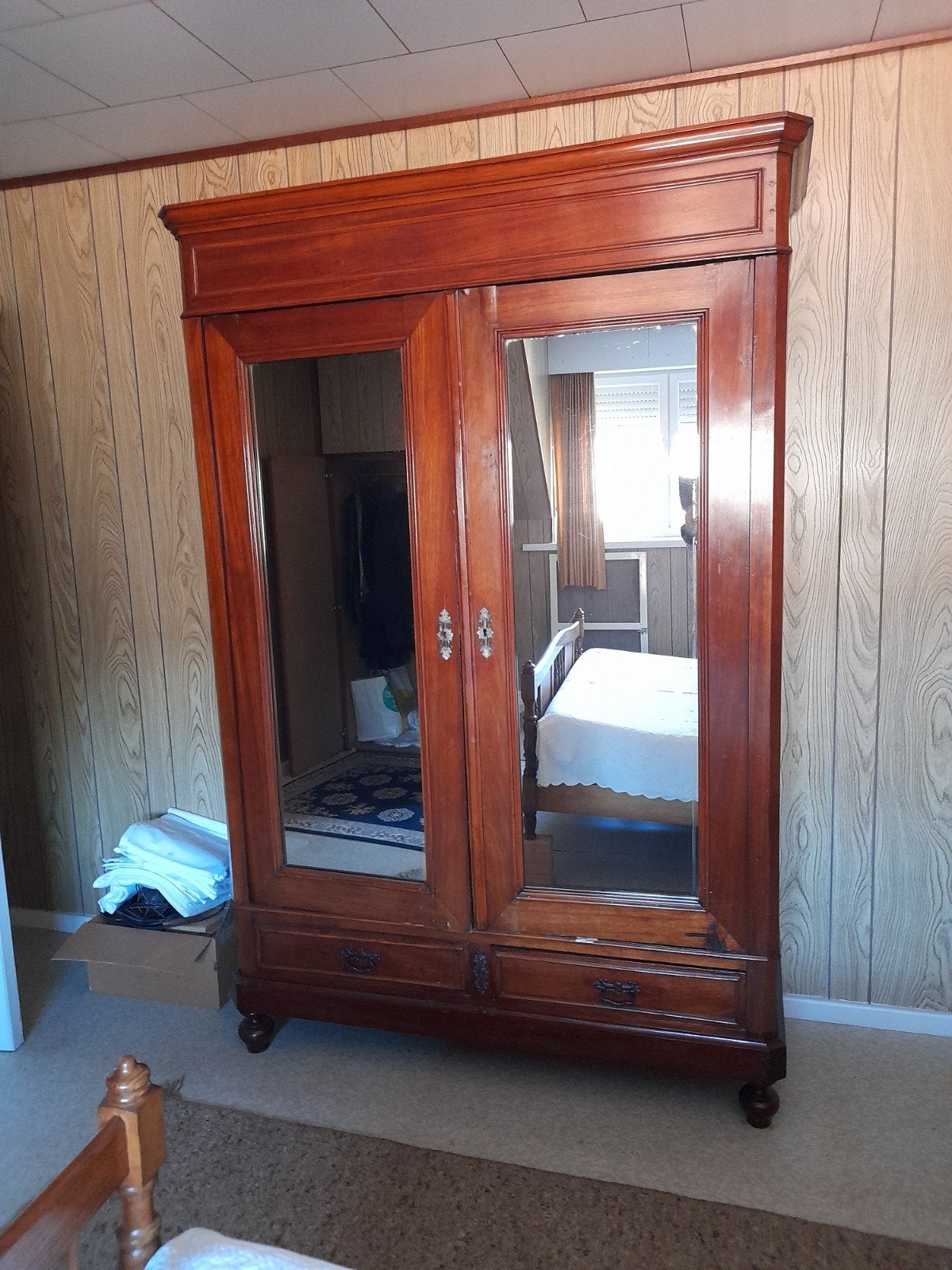 belle armoire à glace, parfait état, ancienne, Antiek, 100 à 150 cm, Utilisé, Avec tiroir(s)