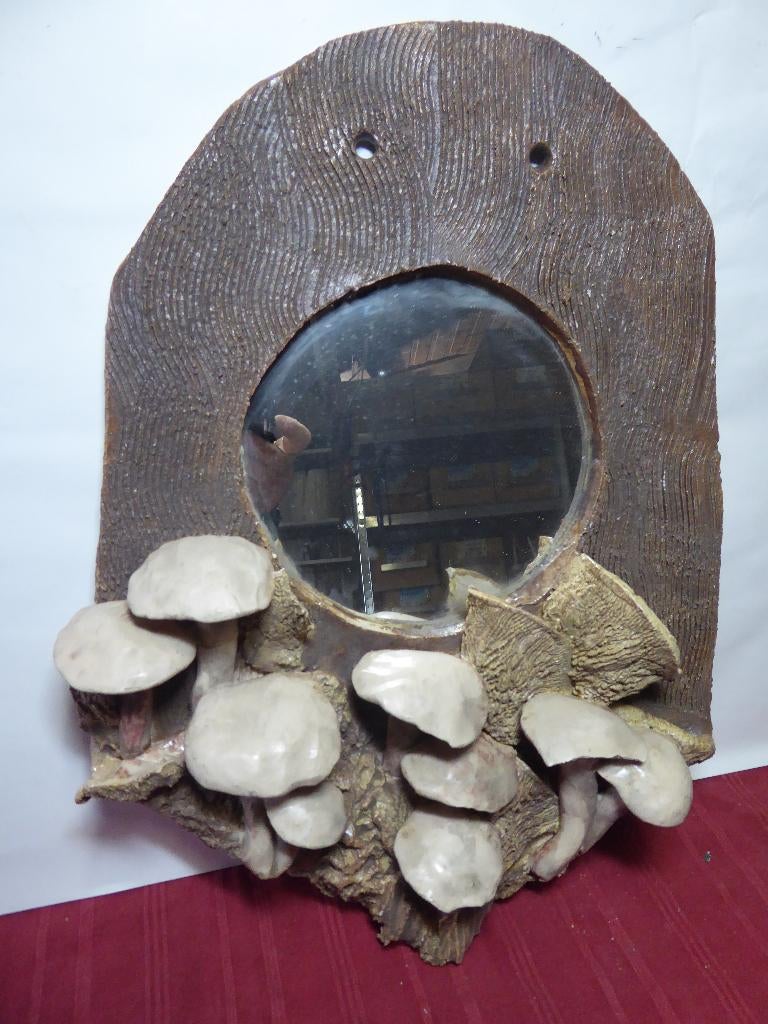 céramique  , miroir décor champignon, Enlèvement
