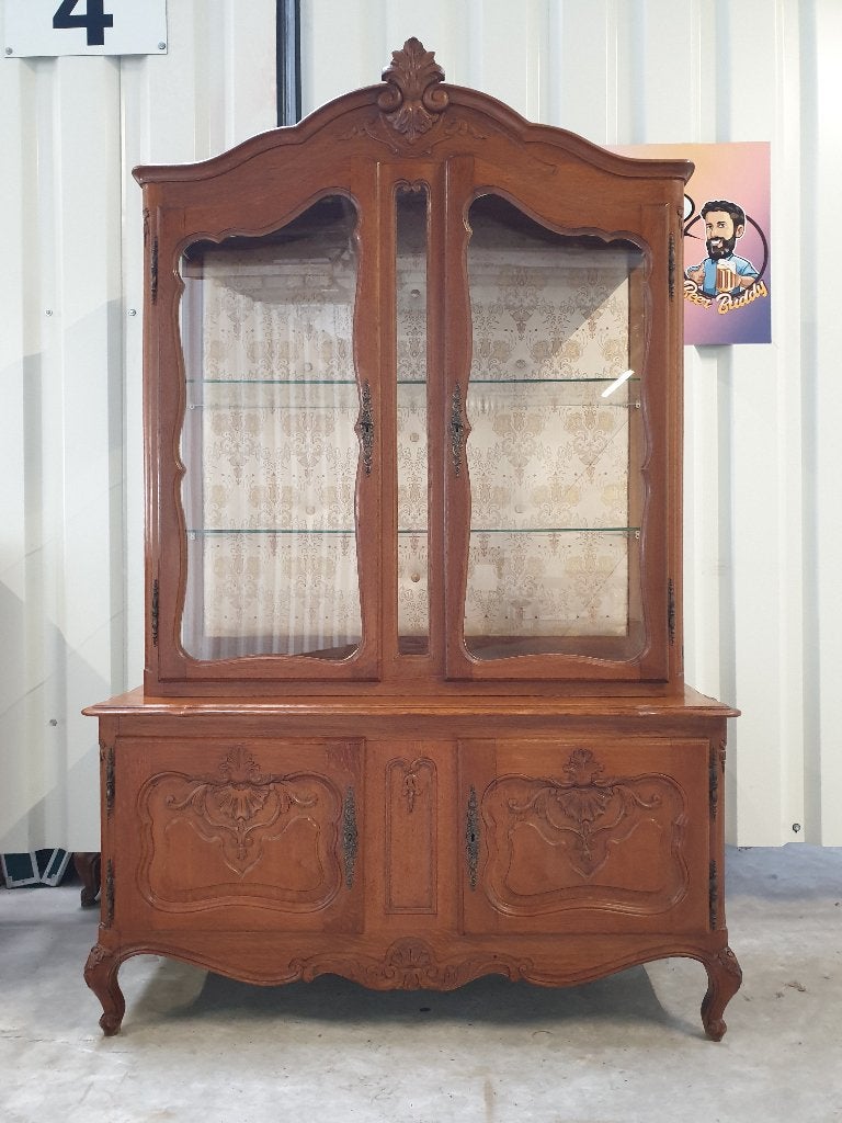Prachtige Queen Ann vitrinekast. Het kan geleverd worden., Ophalen, 100 tot 150 cm, Eikenhout, 150 tot 200 cm