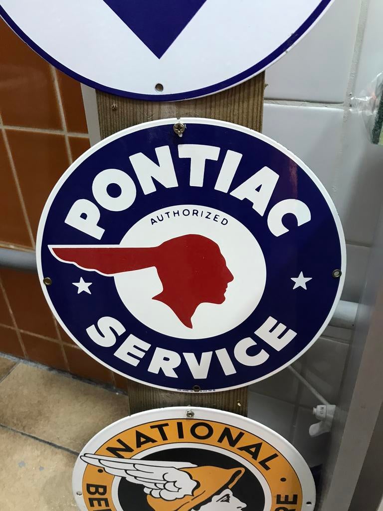 Panneau publicitaire en émail Pontiac, Enlèvement ou Envoi, Comme neuf, Panneau publicitaire