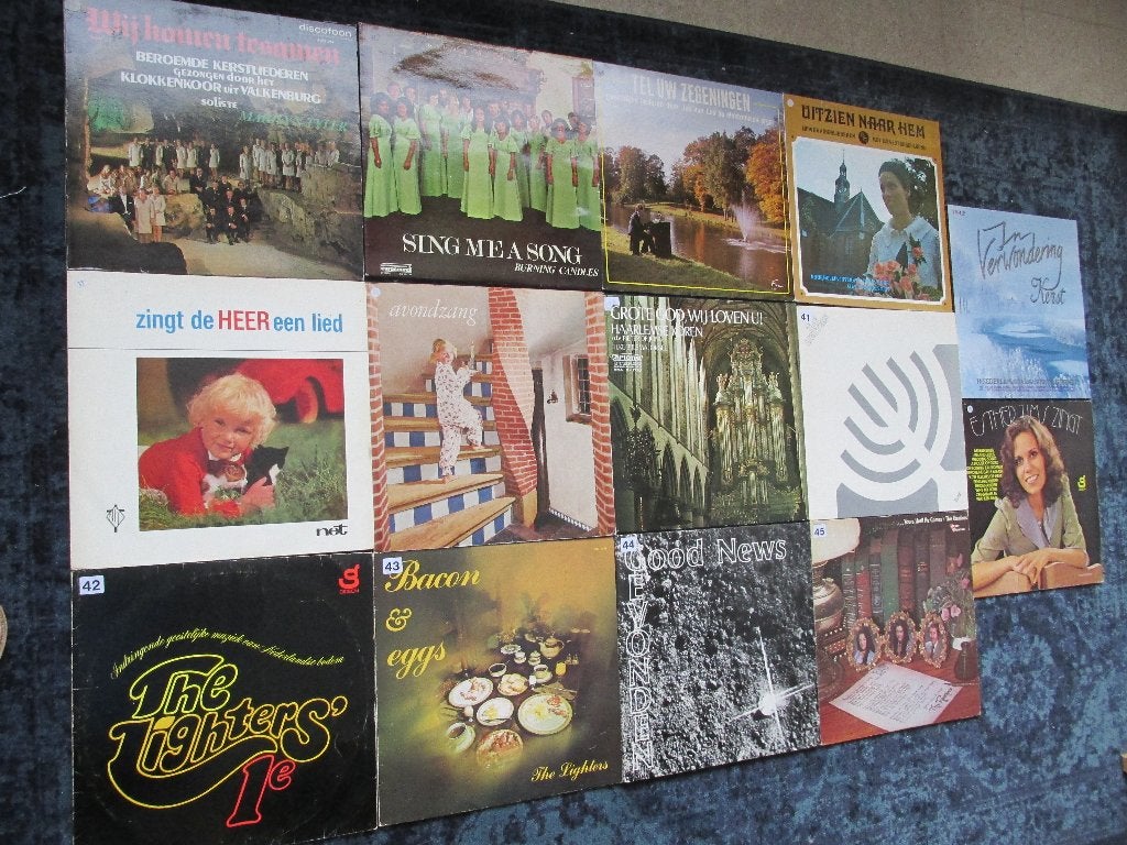 14 LP's met christelijke liederen (NL en Eng), Enlèvement, Comme neuf, LP