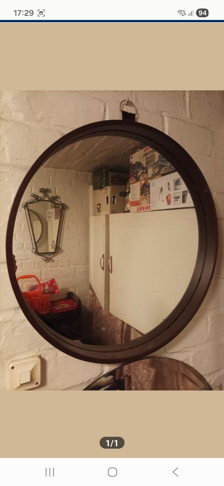 Ronde vintage spiegel, Antiek en Kunst, Ophalen