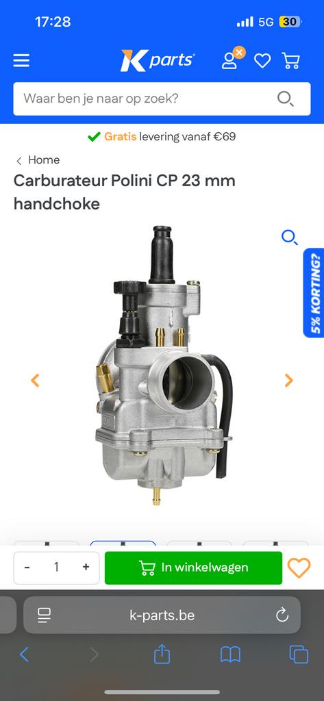 Polini cp 23mm, Ophalen, Zo goed als nieuw, Carburateur