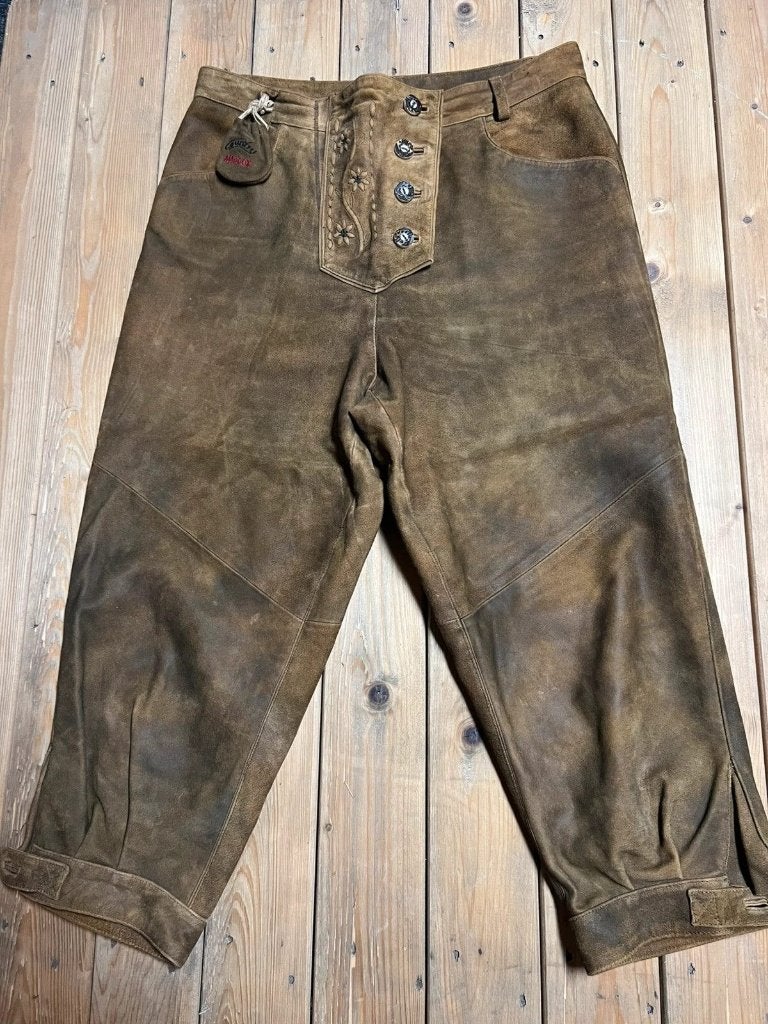 Bruine dames lederen lederhose maat 44, Taille 42/44 (L), Enlèvement ou Envoi, Comme neuf, Brun