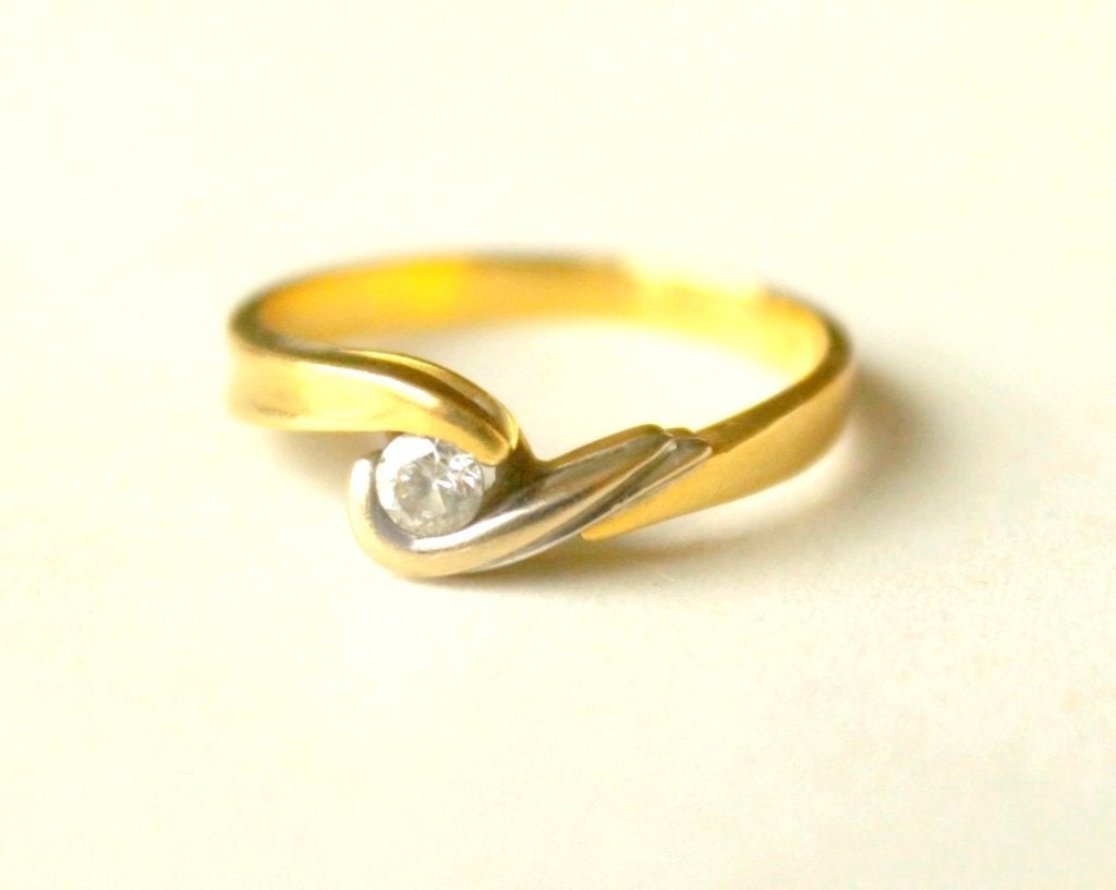 Bague 'Toi & moi' or 18 carats, 4.08 g, diamant, poinçon 750, Bijoux, Sacs & Beauté, Enlèvement ou Envoi, 18 à 19, Femme ou Homme