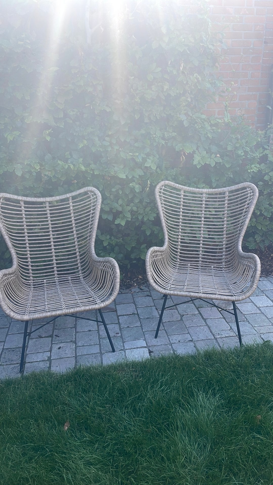 2 buitenstoelen in rietlook bohemian, Tuin en Terras, Ophalen, Zo goed als nieuw