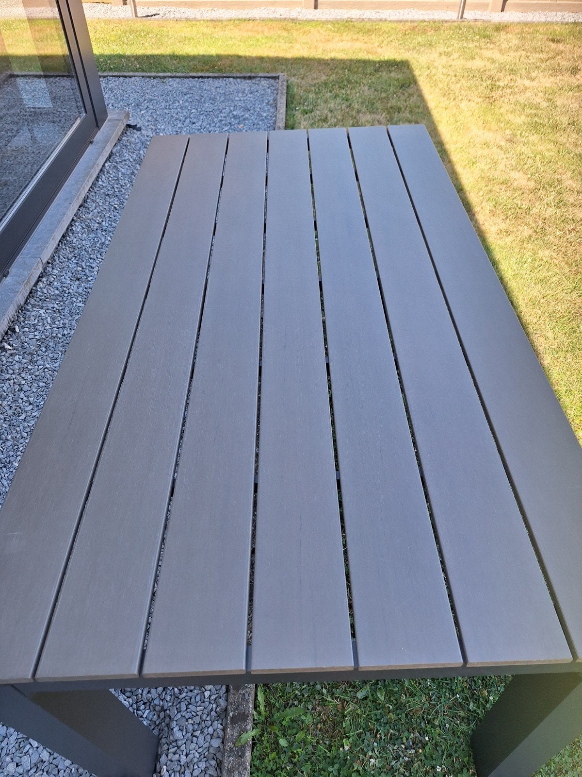 Tuintafel in plywood en aluminium, Enlèvement, Utilisé, Rectangulaire, Aluminium