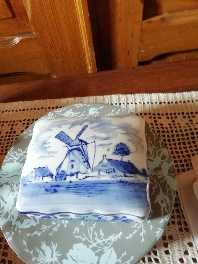 Ancienne bonbonnière anglaise peinte à la main., Enlèvement ou Envoi