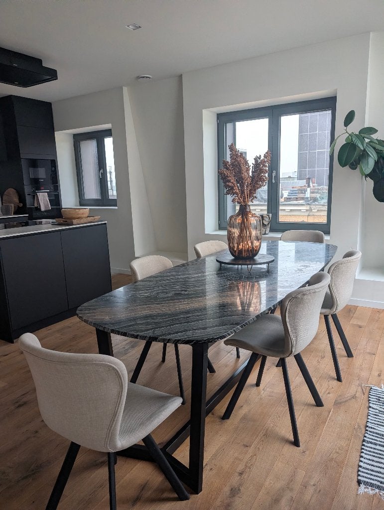 Marmeren Design Eettafel (op maat gemaakt), Huis en Inrichting, Ophalen, Overige materialen, Gebruikt, 50 tot 100 cm